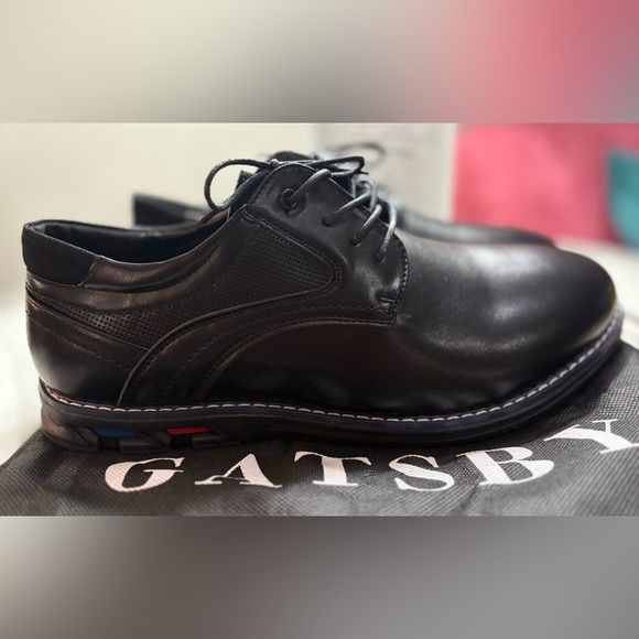 New Gatsby Black Leather Men\'s Wide Shoes Orthopedic 10.5